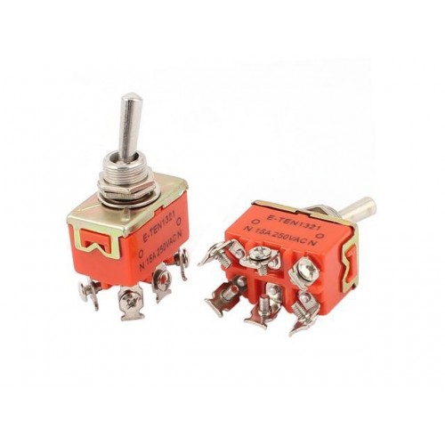 E-TEN1321 AC 250V 15A DPDT ON-OFF 2 Position M12 Latching Toggle Switch