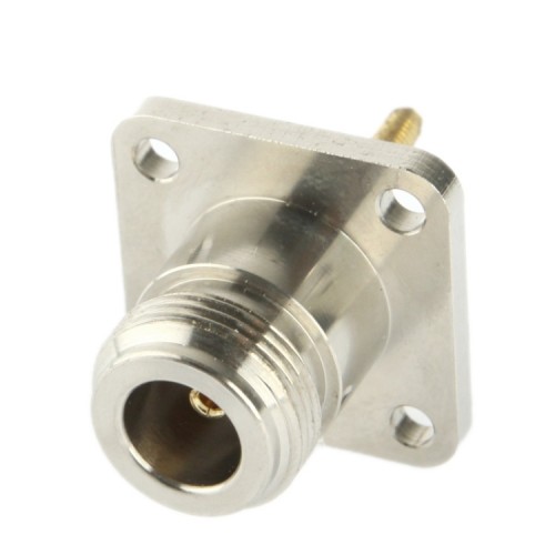Coaxial RF N Female Adapter with Square Plate
