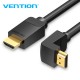 Кабел Vention HDMI Right Angle 270 Degree v2.0 M / M 4K/60Hz Gold - 1.5 метра / черен