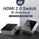 Vention HDMI 2.0 Switcher/Splitter 2-Port Bi-Direction - Grey Aluminium