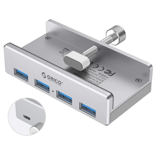 Orico USB 3.0 HUB Clip Type 4 port - aux Micro-USB power input, Aluminum - MH4PU-P-SV Orico USB 3.0 HUB Clip Type 4 port - aux Micro-USB power input, Aluminum - MH4PU-P-SV