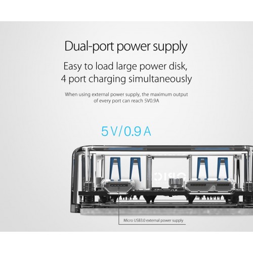 Orico USB3.0 HUB 4 port transparent, 1m cable - MH4U-U3-10-CR Orico USB3.0 HUB 4 port transparent, 1m cable - MH4U-U3-10-CR