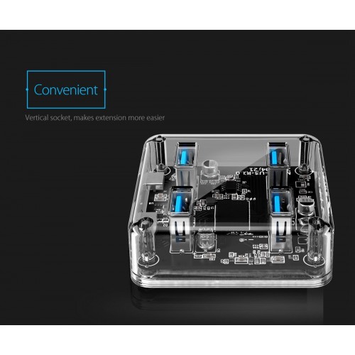 Orico USB3.0 HUB 4 port transparent, 1m cable - MH4U-U3-10-CR Orico USB3.0 HUB 4 port transparent, 1m cable - MH4U-U3-10-CR