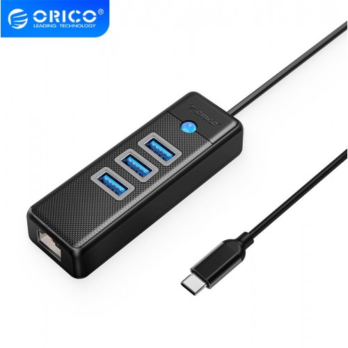 хъб Orico USB3.1 3 порта + LAN 1000M черен