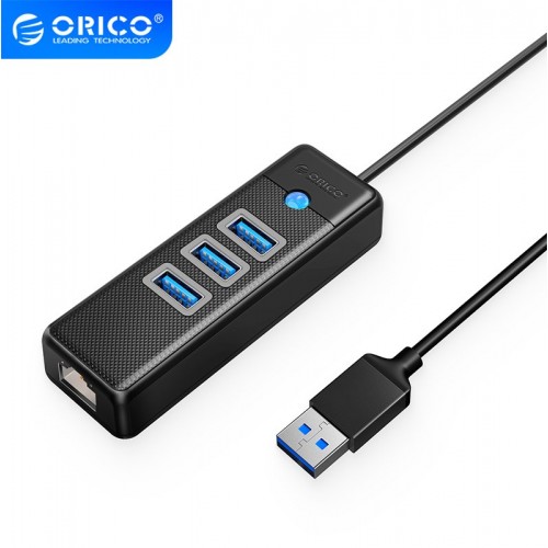 хъб Orico USB3.0 3 порта + LAN 1000M черен