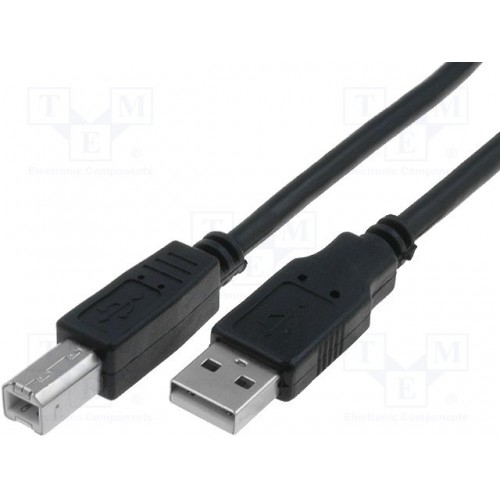 Кабел VCom USB 2.0 AM / BM черен 1.5 метра