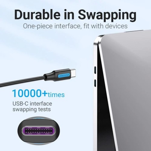 Vention USB 2.0 Type-C to Type-C - 1M Black 5A Fast Charge Vention USB 2.0 Type-C to Type-C - 1M Black 5A Fast Charge