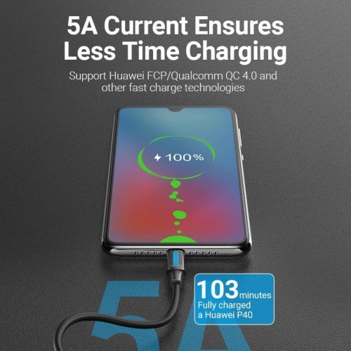 Vention USB 2.0 Type-C to Type-C - 1M Black 5A Fast Charge Vention USB 2.0 Type-C to Type-C - 1M Black 5A Fast Charge