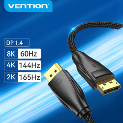 Vention кабел Display Port 1.4 DP M / M 8K 1.5m - Cotton Braided, Black - HCCBG Vention кабел Display Port 1.4 DP M / M 8K 1.5m - Cotton Braided, Black - HCCBG