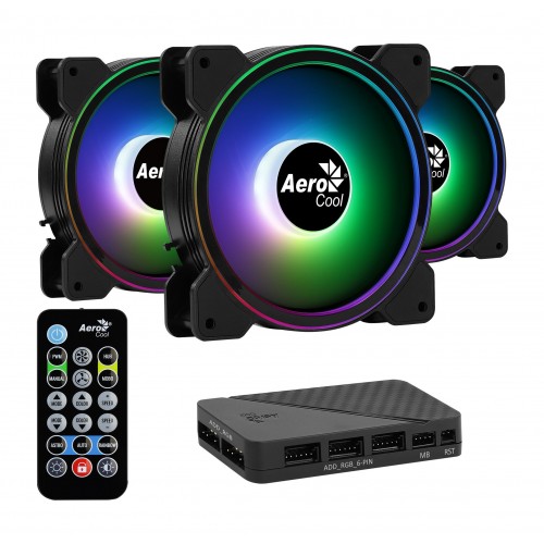 AeroCool Fan Pack 3-in-1 3x120mm - Saturn 12F ARGB Pro - Addressable RGB with Hub, Remote