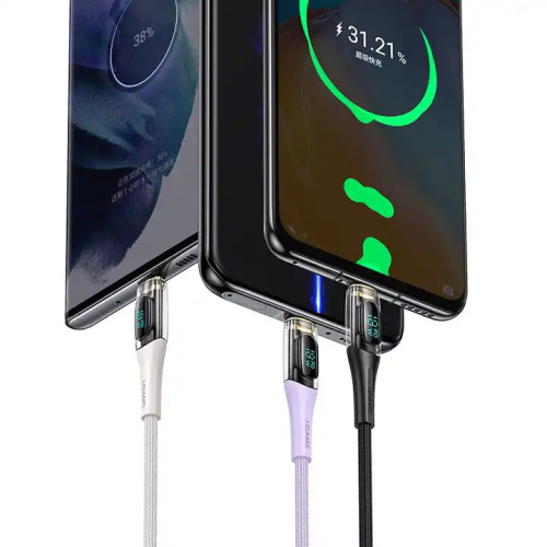 USAMS US-SJ590 Type-C PD100W Transparent Digital Display 1.2m
