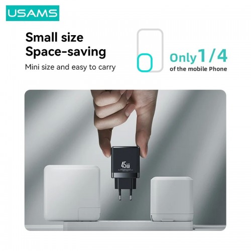 Бързо зарядно USAMS T58 GaN 45W Бяло Бързо зарядно USAMS T58 GaN 45W Бяло