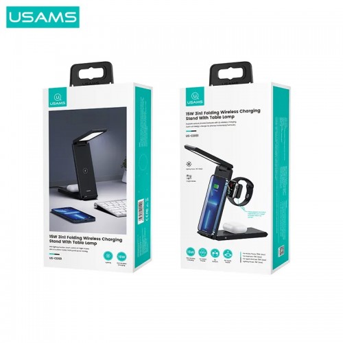 USAMS 15W Поставка за бързо безжично зареждане Qi с настолна лампа за iPhone USAMS 15W Поставка за бързо безжично зареждане Qi с настолна лампа за iPhone