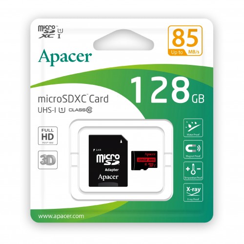 Apacer microSDXC 128GB UHS-I U1 Class 10, Adapter