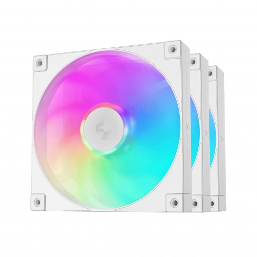 Комплект вентилатори DeepCool 3-in-1 3x140mm - FD14 White, Addressable RGB