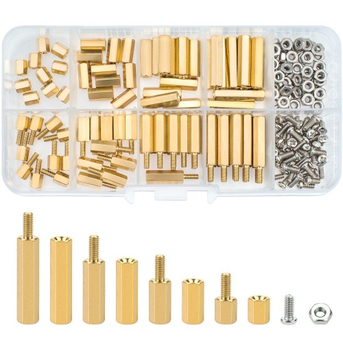 180pcs M2.5 Copper Hex Spacer Insulation Post With M2.5x6 Bolt And M2.5 Hex Nut Kit For Electronics, Appliances