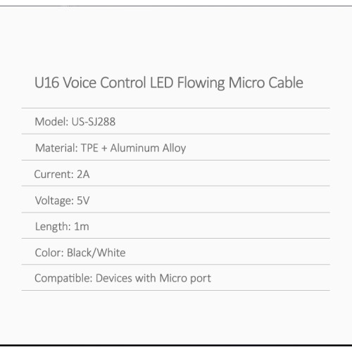 USAMS U16 Micro USB Cable