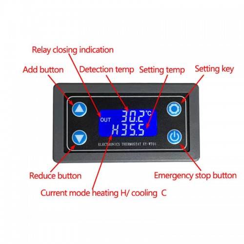 XY-WT01 Temperature Controller Digital LED Display Heating/Cooling Regulator XY-WT01 Temperature Controller Digital LED Display Heating/Cooling Regulator