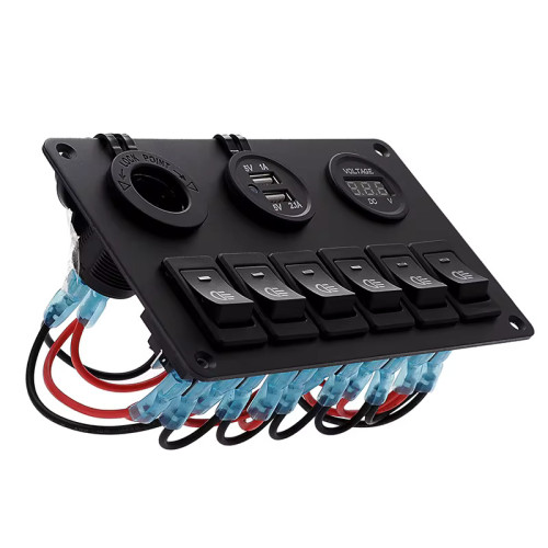 6-канален превключвателен панел с LED подсветка 12V/24V 6-канален превключвателен панел с LED подсветка 12V/24V