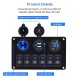 6-Gang Rocker Switch Panel Waterproof+Cigarette Socket+Dual USB Port+Volmeter LED Backlight 12V/24V w/ FUSE