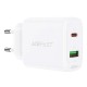 Acefast Charger Wall GaN PD20W - A25 - USB-C x 1, USB-A x 1, White