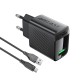 Acefast Charger Wall GaN Quick Charge 18W - A90 with 1.2m cable - USB-A x 1, Black