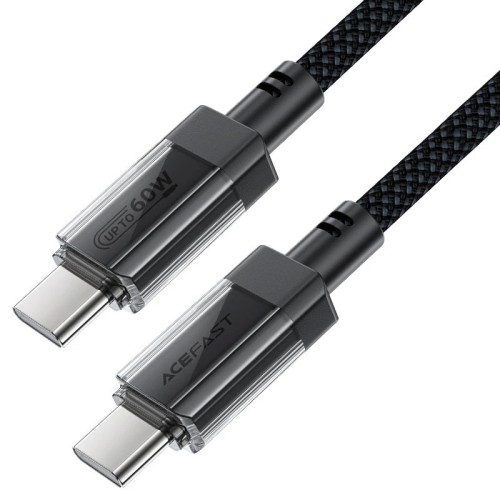 Acefast USB-C to USB-C Cable 60W Stainless steel in transparent shell 1.2m - C12-03 - Black