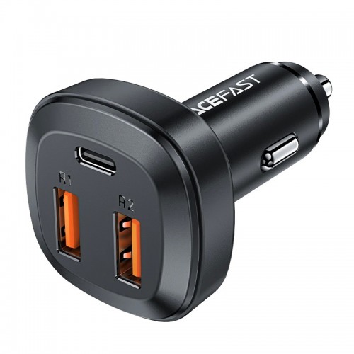 Acefast Fast Charger Car PD3.0 66W - B9 - USB-C x 1, USB-A x 2, Black