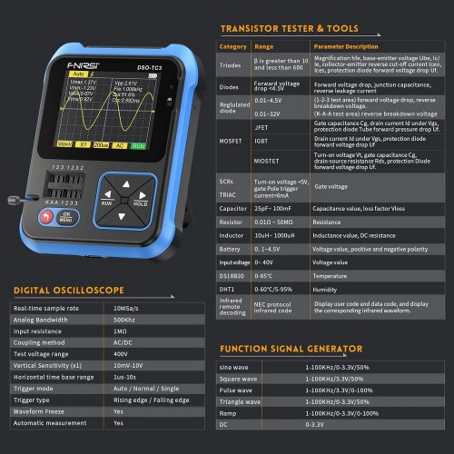 Преносим осцилоскоп FNIRSI DSO-TC3 Преносим осцилоскоп FNIRSI DSO-TC3