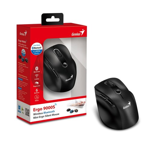безжина безшумна мишка Genius Ergo 9000S - Silent, Bluetooth, 2.4G, черна безжина безшумна мишка Genius Ergo 9000S - Silent, Bluetooth, 2.4G, черна