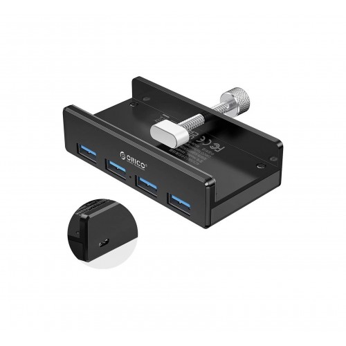 хъб Orico USB 3.0 HUB Clip Type 4 port - aux Micro-USB power input, черен хъб Orico USB 3.0 HUB Clip Type 4 port - aux Micro-USB power input, черен