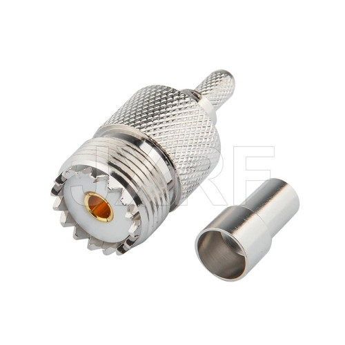 Конектор SO239 UHF Female за кримпване с кабел RG58 RF Connector SO239 UHF Female Crimp for RG58
