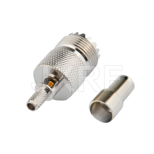 Конектор SO239 UHF Female за кримпване с кабел RG58 RF Connector SO239 UHF Female Crimp for RG58