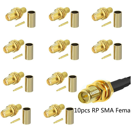 1 бр. конектор за кримпване RP-SMA Female за кабел RG58 U LMR195 RG142 RG400 RP-SMA Female Connector Crimp for RG58 U LMR195 RG142 RG400 CABLE