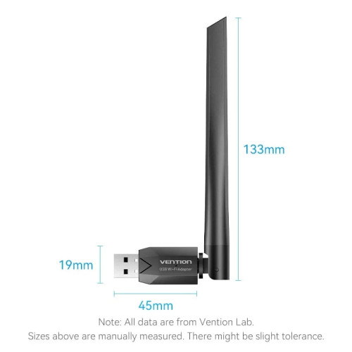 безжичен адаптер Vention WiFi USB adapter Dual Band, 650Mbps Vention WiFi USB adapter Dual Band, 650Mbps