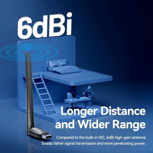 безжичен адаптер Vention WiFi USB adapter Dual Band, 650Mbps Vention WiFi USB adapter Dual Band, 650Mbps