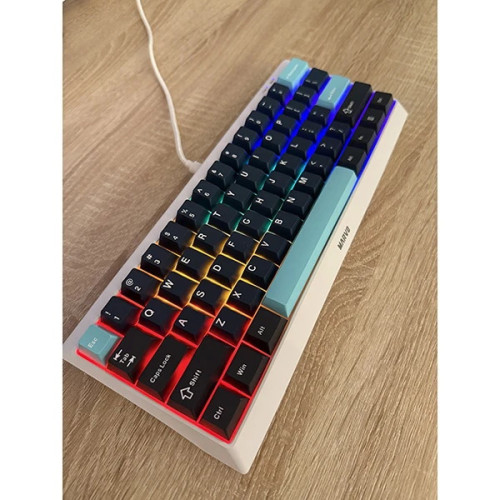 Marvo Custom Keycap Set PBT, 104 keys, Dark Blue, Black, Cyan