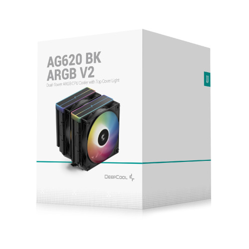 охладител DeepCool AG620 BK - Addressable RGB V2, Dual-Tower - LGA1851/AM5 DeepCool CPU Cooler AG620 BK - Addressable RGB V2, Dual-Tower