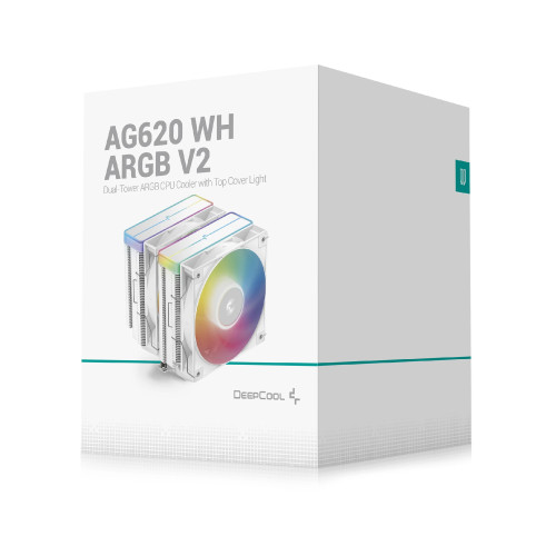 охладител DeepCool AG620 WH - Addressable RGB V2, Dual-Tower - LGA1700/AM5 DeepCool CPU Cooler AG620 WH - Addressable RGB V2, Dual-Tower
