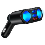 Power Socket Splitter Adapter + Dual USB QC3.0 Fast Car Charger