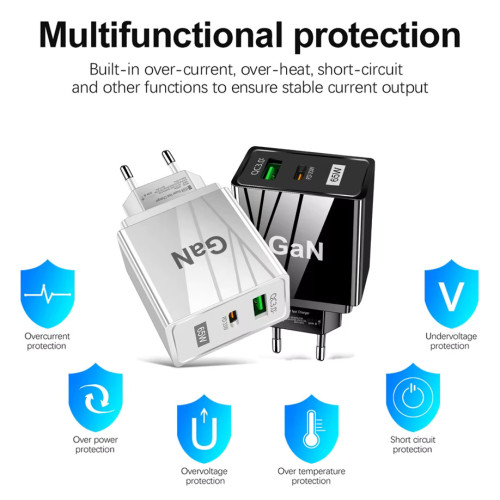 Бързо зарядно за телефон 65W PD QC3.0