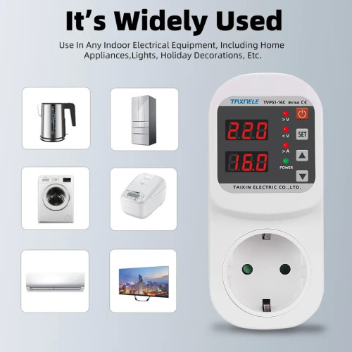 Adjustable 16A AC 220V/110V Surge Protector Socket EU Plug Safe Stabilizer Over Voltage Current Voltage Protector Adjustable 16A AC 220V/110V Surge Protector Socket EU Plug Safe Stabilizer Over Voltage Current Voltage Protector