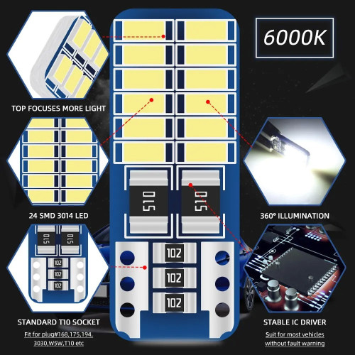 LED крушка за автомобил T10 W5W Canbus
