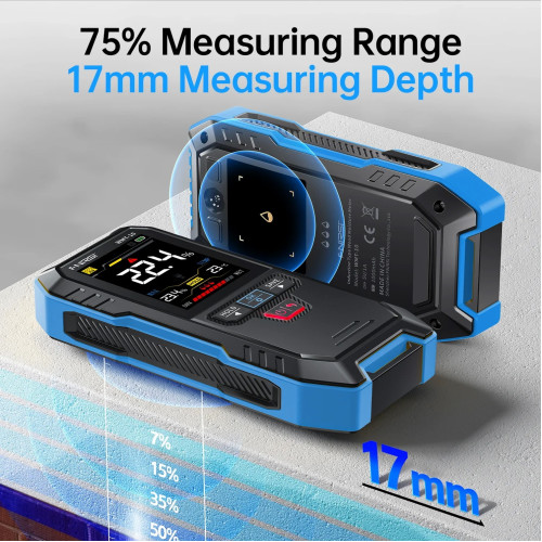 Безконтактен влагомер FNIRSI WMT-10 с 2.4" цветен дисплей – измерва влажност в дърво, тухли и мазилка с висока точност и без повреждане на повърхността.