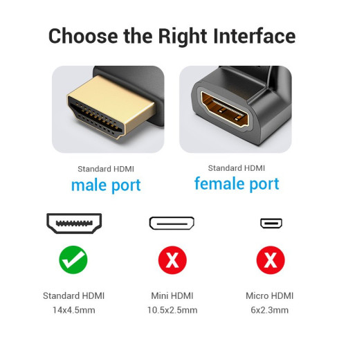 Vention HDMI адаптер 270° ъглов (M/F) – Right Angle Vention HDMI адаптер 270° ъглов (M/F) – Right Angle