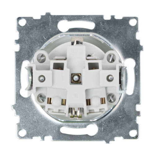 Единичен електрически контакт DeTech DE-9223-42 с рамка, Шуко, 16A, 250V, за вграждане, IP20, бял