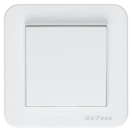Единичен електрически ключ DeTech DE-9223-01 с рамка, 10A, 250V, за вграждане, IP20, бял Единичен електрически ключ DeTech DE-9223-01 с рамка, 10A, 250V, за вграждане, IP20, бял