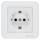 Единичен електрически контакт DeTech DE-9223-42 с рамка, Шуко, 16A, 250V, за вграждане, IP20, бял