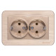 DeTech DE-9223-52 2-Gang Schuko Socket Outlet with Frame, 16A, 250V, IP20, Flush Mount, Gold DeTech DE-9223-52 2-Gang Schuko Socket Outlet with Frame, 16A, 250V, IP20, Flush Mount, Gold