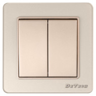 DeTech DE-6008-02 2-Gang 1-Way Light Switch, 10A, 250V, IP20, Flush Mount, Gold DeTech DE-6008-02 2-Gang 1-Way Light Switch, 10A, 250V, IP20, Flush Mount, Gold